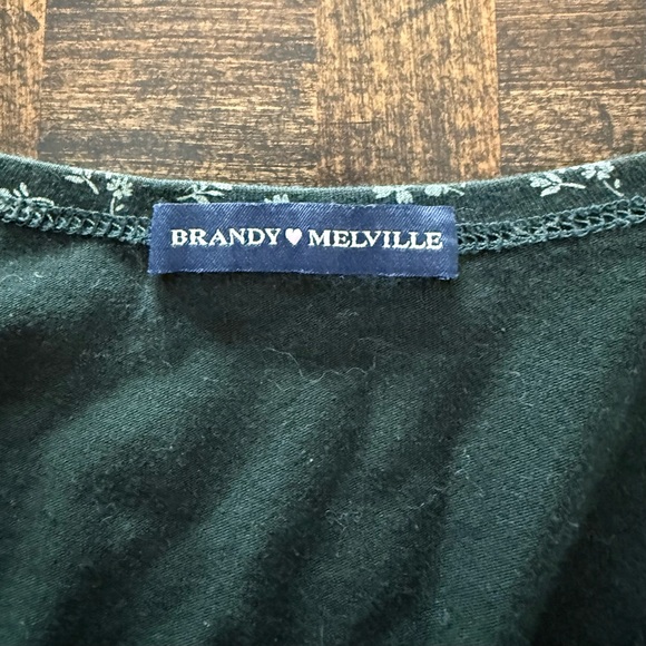Brandy Melville Shirt Women size Small S OSFM Green Floral Top - Picture 5 of 6